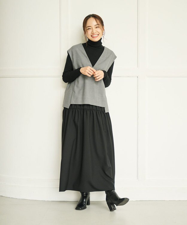 #Newans セットアップライクワンピース ライトグレー×ブラック