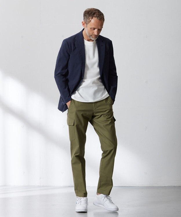 J.PRESS MEN バックサテンストレッチカーゴパンツ グリーン系