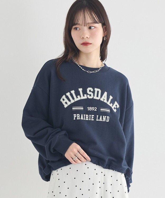 earth music&ecology 【裏毛】アソートロゴウラケドロストプルオーバー Navy