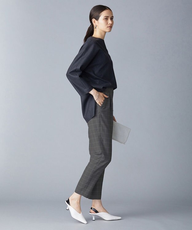 ICB 【新色追加・洗える】 ウールマットウース テーパードパンツ ウィンドウペンチェック柄