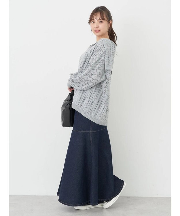 earth music&ecology ビッグカラーニットプルオーバー Light Gray