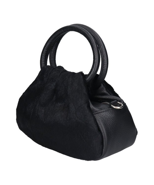 INTER-CHAUSSURES 【ANDREA CARDONE】異素材コンビハンドバッグ ブラックコンビ