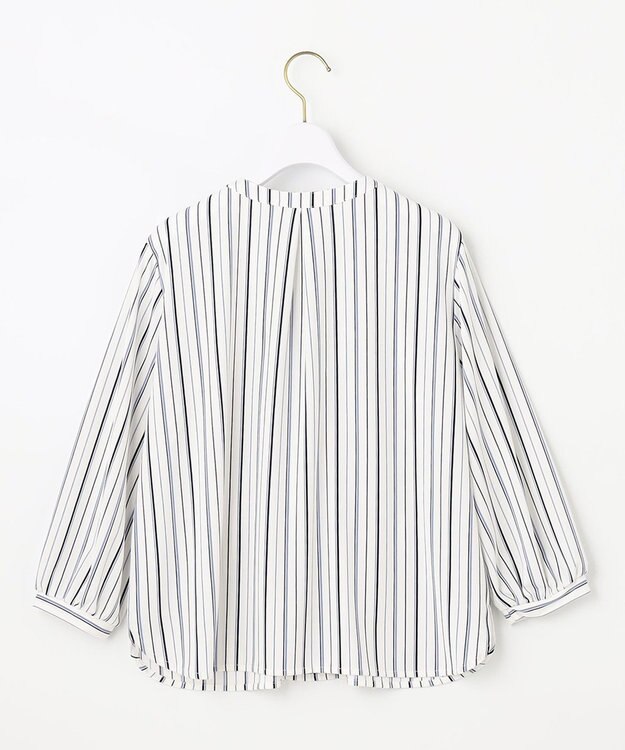 ANY SIS 【接触冷感・吸水速乾・UVケア】エアリードレープスムース 七分袖ブラウス オフストライプ