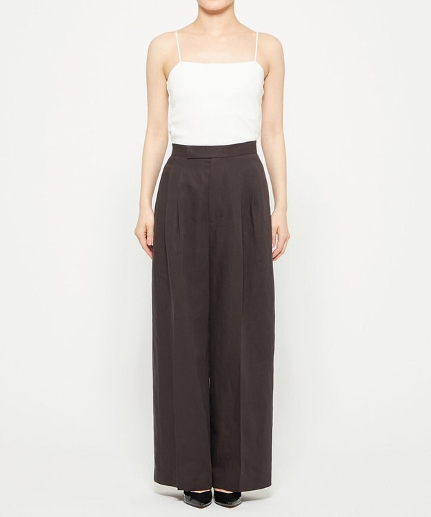 uncrave テンセルライトリネン ワイドパンツ ブラウングレー