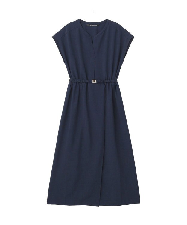 YECCA VECCA リネンライクスキッパーワンピース Navy