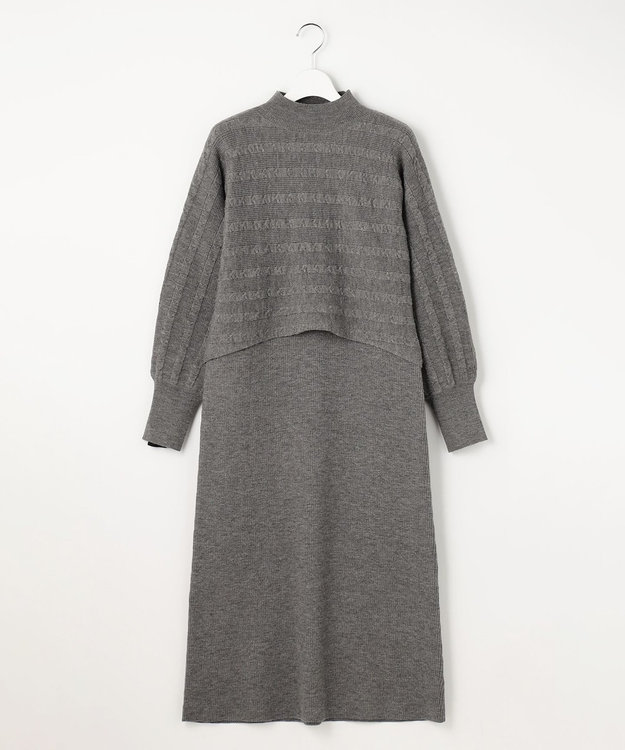 ANY SIS S 【2SET】ニット ボレロ × ワンピース セット スレート×ブラック