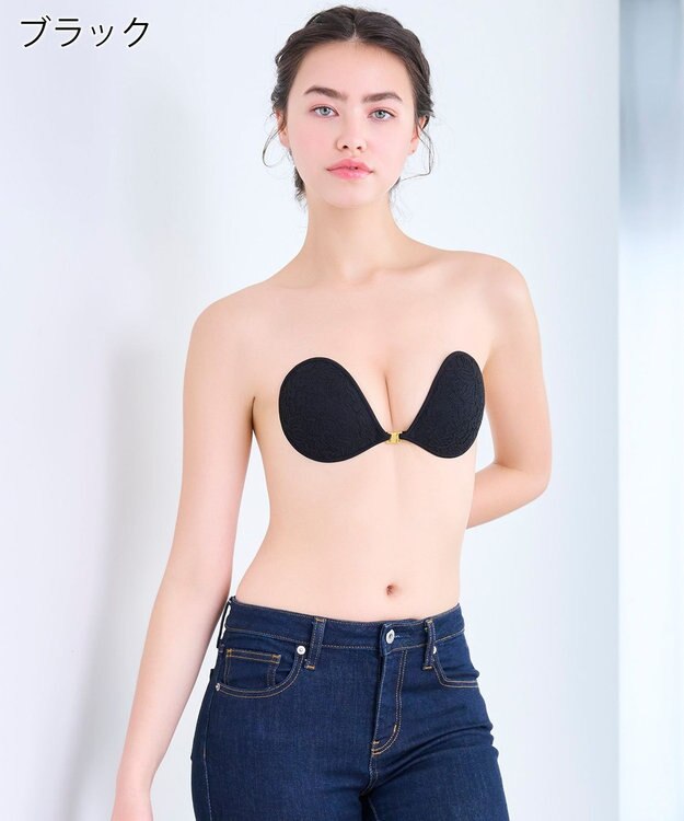 BRADELIS New York 【NuBra / ナチュラルタイプ】ヌーブラ・エアーライト ロゼ シャルム  蒸れにくい バックレス コレクション デザインヌーブラ 正規品 ブラック