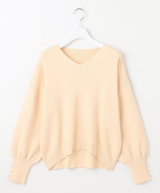 Feroux 【洗える】Vネック プルオーバー ニット アイボリー系