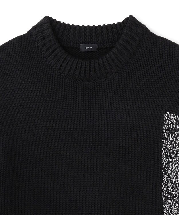 JOSEPH HOMME メリノコントラスト　ローゲージニット　 ブラック系5