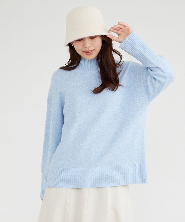 Feroux 【洗える・古畑星夏さん着用】ハイネックニット プルオーバー スカイブルー系