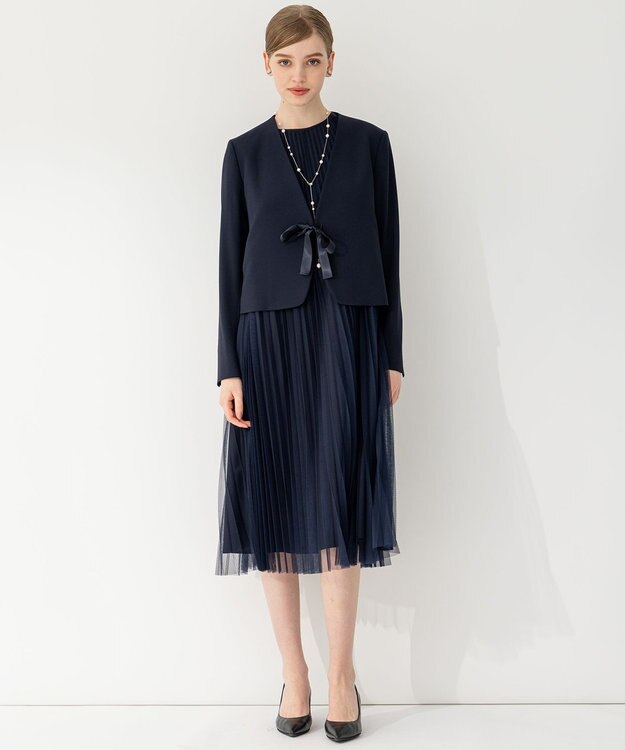 23区 【APPLAUDIR】クリアジョーゼット 3WAYコンパクトジャケット ネイビー系