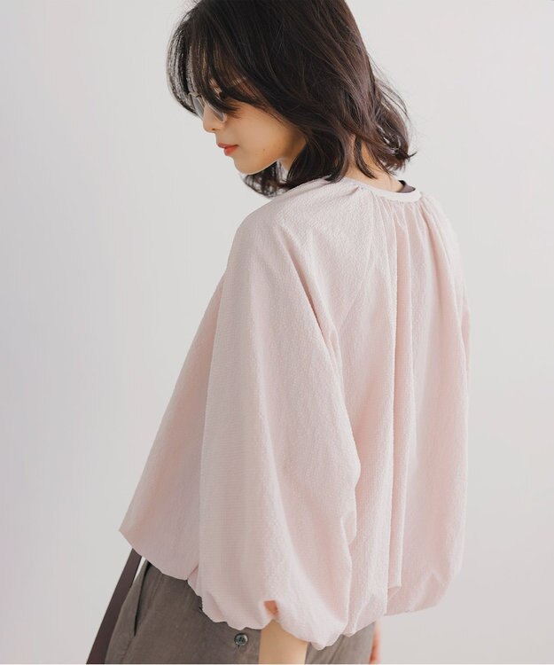 組曲 【洗える】サッカーストレッチ ブルゾン ローズ系