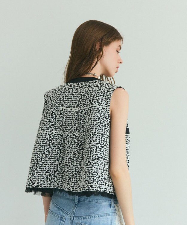 GRACE CONTINENTAL フェザーembドレス ホワイト