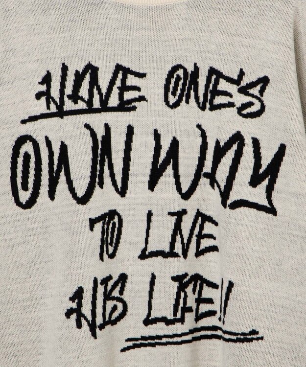 WEGO ハンドライティングジャガードニット ホワイトアイボリー