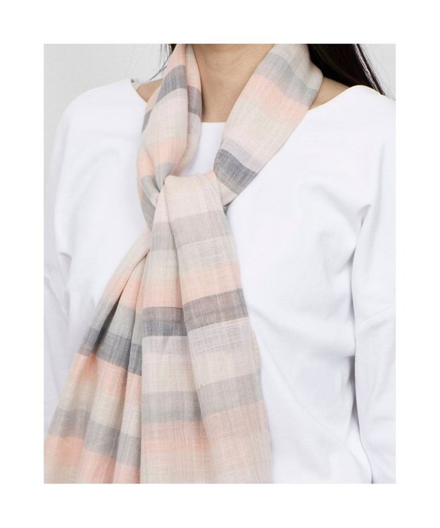 UNBILLION カシュネ cache nez / 綿混ボーダーストール ピンク