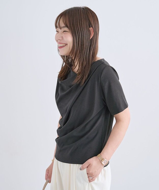 Green Parks ５分袖ドレーププルオーバー Black