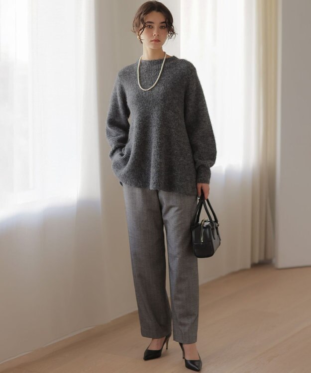 組曲 L へアリーヤーン フレア ニット チャコールグレー系