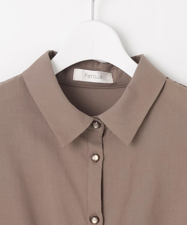 Feroux 刺繍入りシャツ ワンピース ダークブラウン系