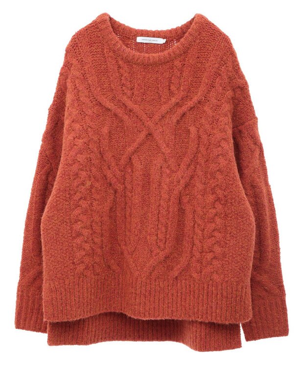 AMERICAN HOLIC ローゲージアラン柄ニットプルオーバー Red