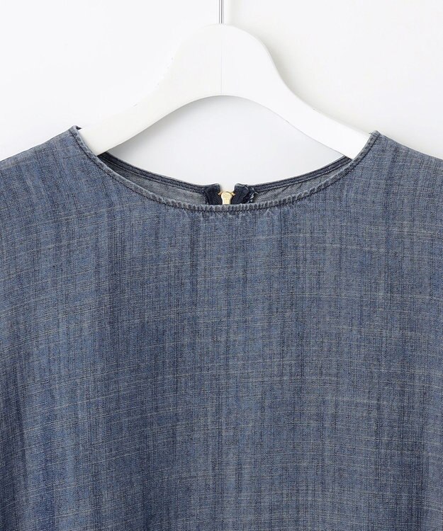 自由区 【洗える・XSサイズあり】テンセルリネンデニム  ブラウス ネイビー系