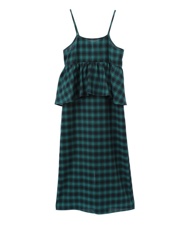 Green Parks チェックペプラムキャミワンピース Green