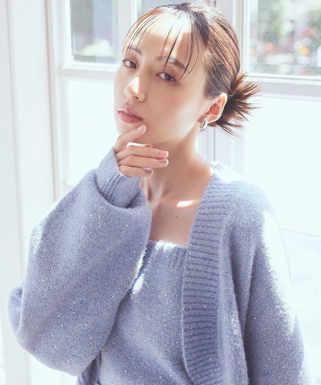 earth music&ecology ＳＥＴ２点スパンコールニットボレロ×タンク Blue