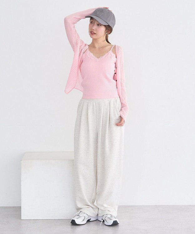 earth music&ecology レースリブキャミソール Pink