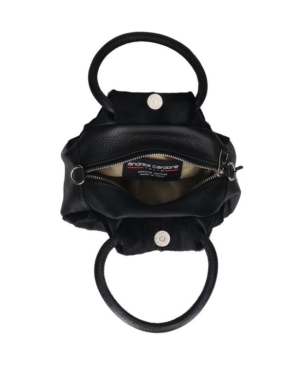 INTER-CHAUSSURES 【ANDREA CARDONE】異素材コンビハンドバッグ ブラックコンビ