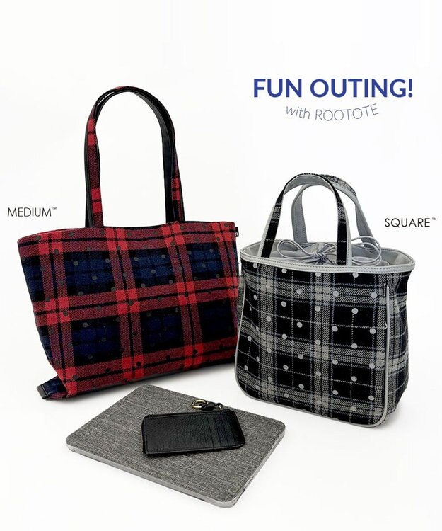 ROOTOTE 1344【フェルト生地】LT.スクエア.ドットチェック-A 01：ブラック