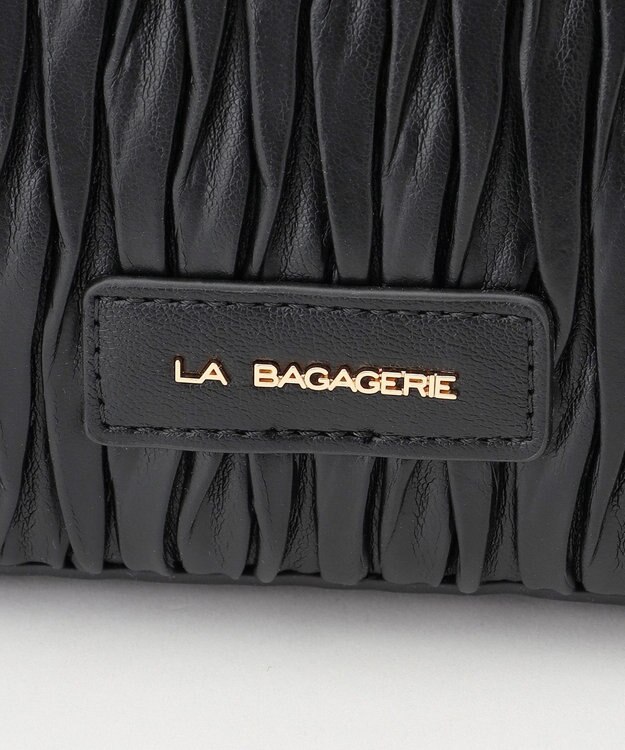 LA BAGAGERIE ランダムプリーツ2WAYハンドバッグ ブラック