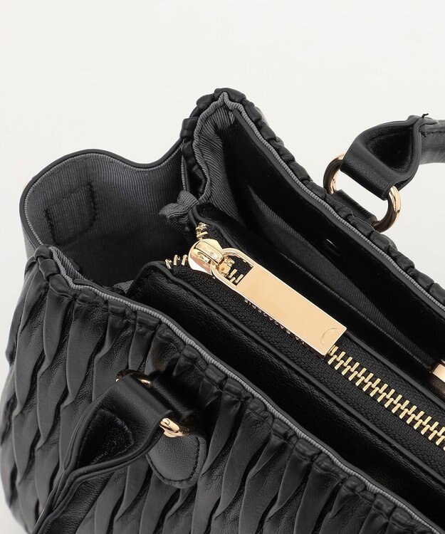 LA BAGAGERIE ランダムプリーツ2WAYハンドバッグ ブラック