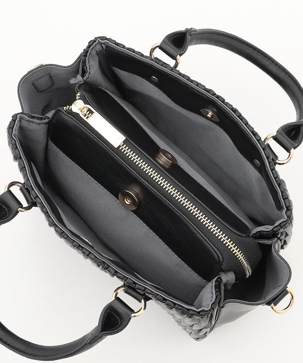 LA BAGAGERIE ランダムプリーツ2WAYハンドバッグ ブラック