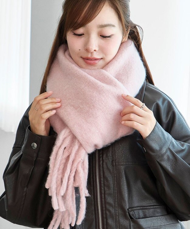 WEGO 【マフラー/ユニセックス着用】ワイドフリンジストール ピンク