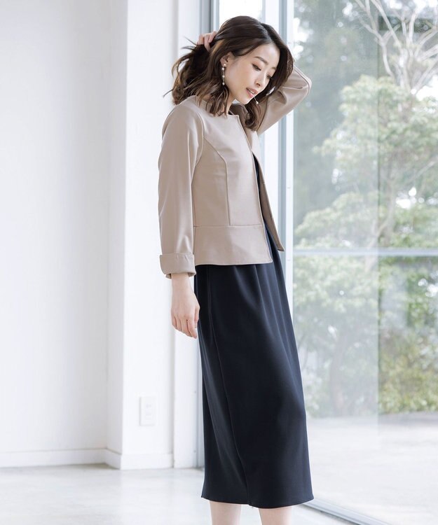 Tiaclasse 【洗える】ハイストレッチジョーゼットワンピース ネイビー