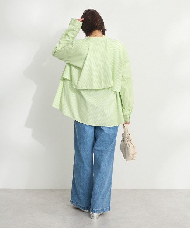 CRAFT STANDARD BOUTIQUE バックフリルシャツ Stripe Green
