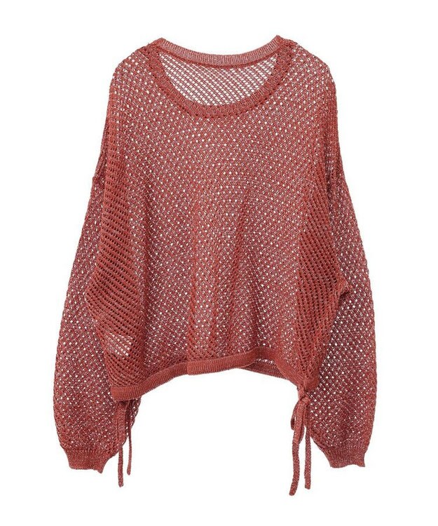 Green Parks ラメメッシュニットプルオーバー Orange