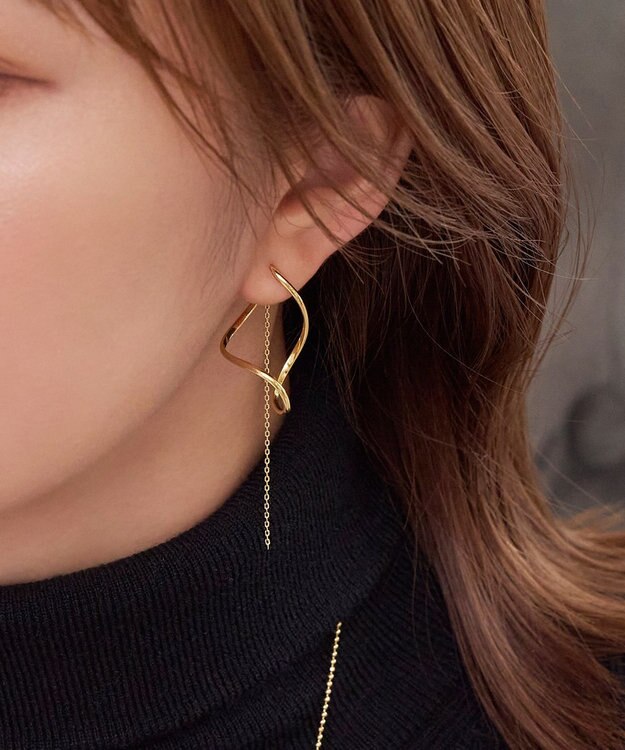 Phoebe 2wayグレースツイストラインイヤリング　ゴールド