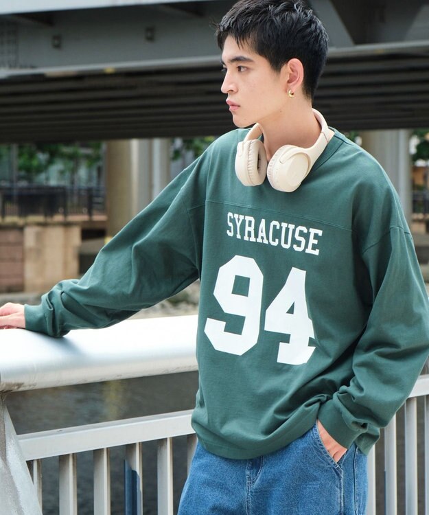 WEGO 【ユニセックス着用ITEM】ナンバリングフットボールBIG　T（LS） ダークグリーン