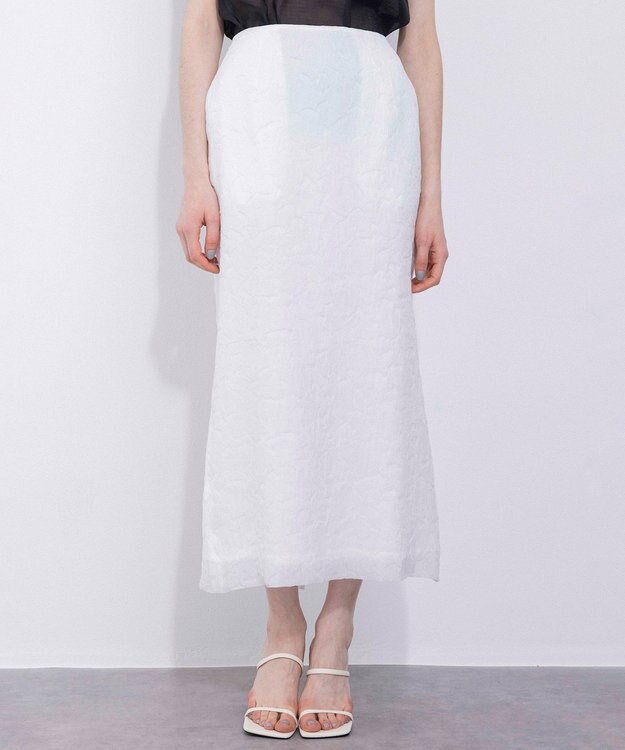 NAVE 【Nave・洗える/シアー素材】クラッシュオーガンジー スカート ホワイト系