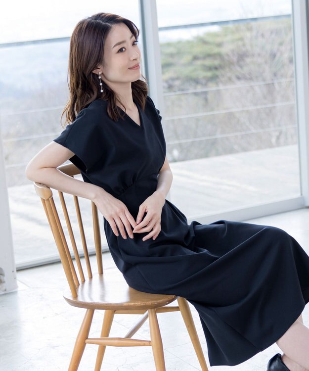 Tiaclasse 【洗える】ハイストレッチジョーゼットワンピース ネイビー