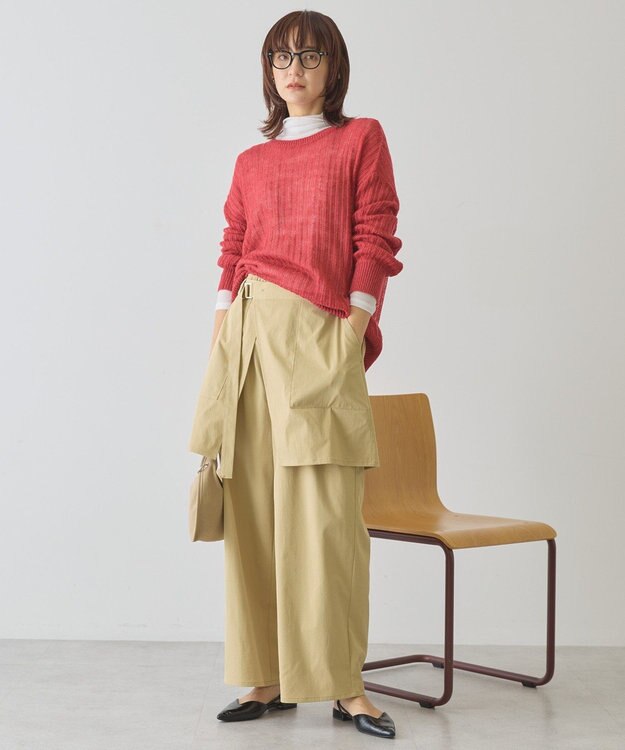 AMERICAN HOLIC モヘアタッチルーズ編みプルオーバー Red