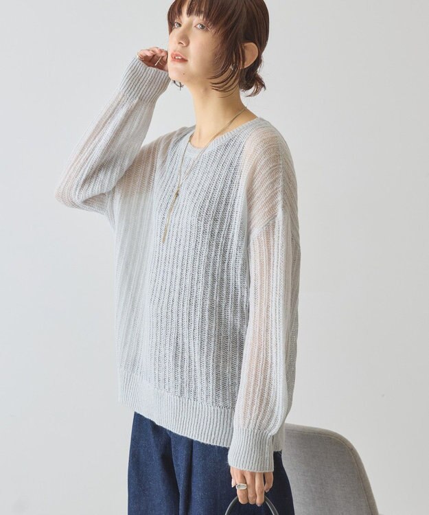 AMERICAN HOLIC モヘアタッチルーズ編みプルオーバー Gray