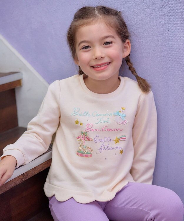 ANY KIDS 裏毛 スカラップ トレーナー エクリュ