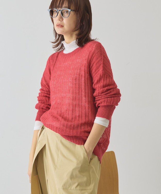 AMERICAN HOLIC モヘアタッチルーズ編みプルオーバー Red