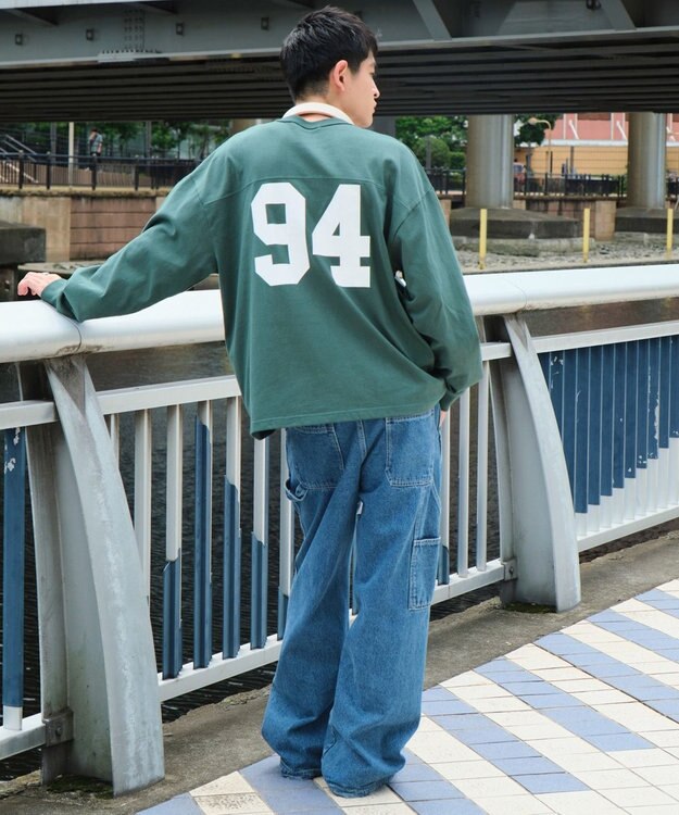 WEGO 【ユニセックス着用ITEM】ナンバリングフットボールBIG　T（LS） ダークグリーン