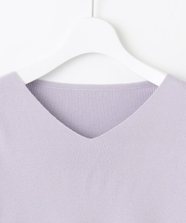 Feroux 【洗える】Vネック プルオーバー ニット ライラック系