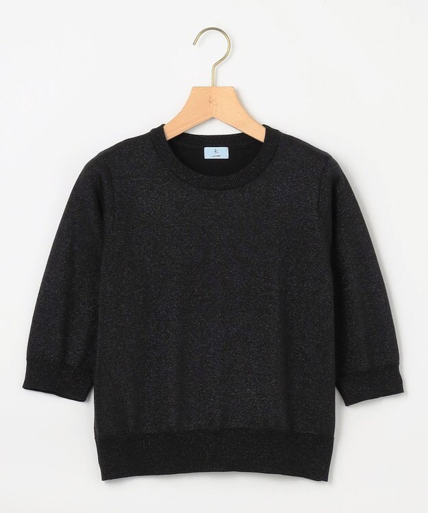 組曲 【WEB限定・2SET】5分袖ラメ入りアンサンブルニット ブラック系