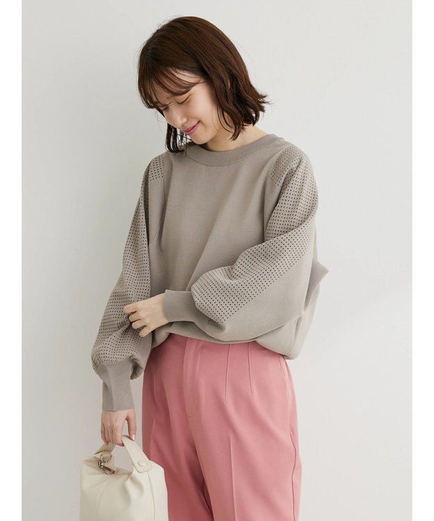 Green Parks ・ｆｕｒｒｙ　ｒａｔｅ２ｗａｙかる~いニットカーデ Light Gray