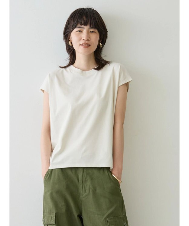 AMERICAN HOLIC 接触冷感フレンチスリーブカットプルオーバー Ivory