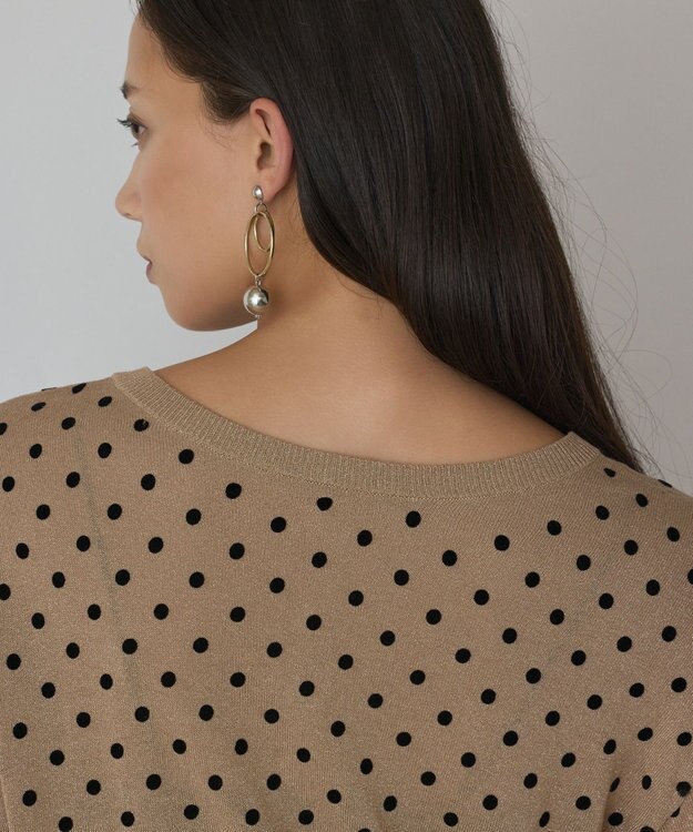 GRACE CONTINENTAL ドットフロッキーニットカーディガン ゴールド